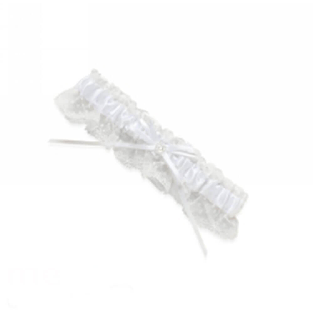 Me Pearl Heart & Diamante Wedding Garter avec dentelle