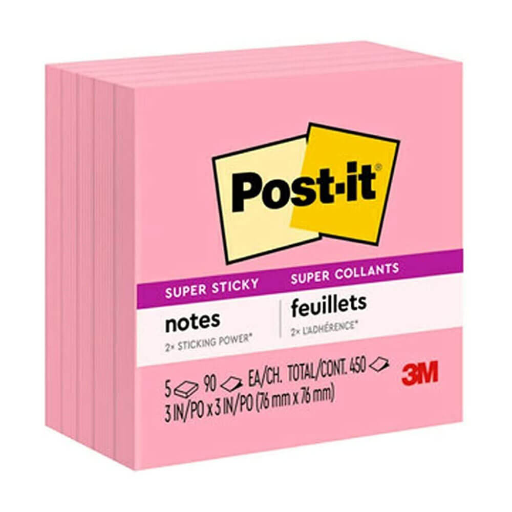 Post-it Super Sticky Notes 76x76mm (5pk)