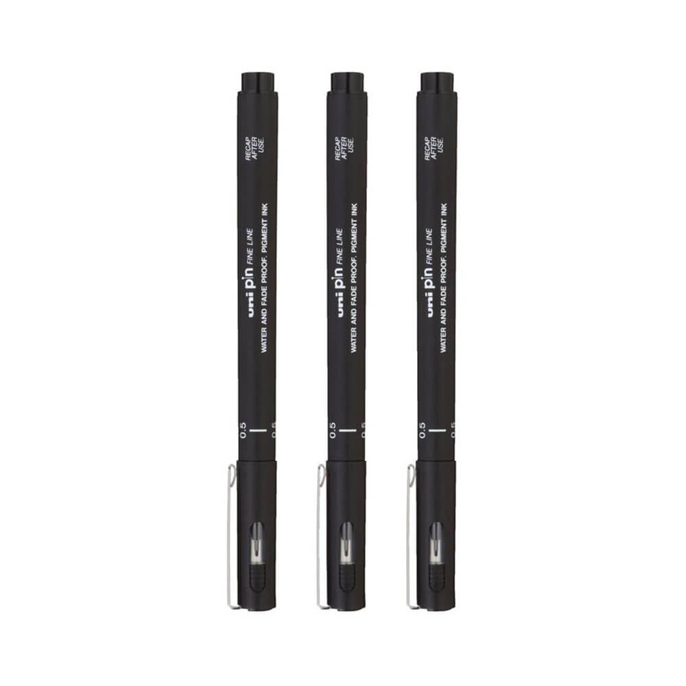 PIN Uni-Ball Fineliner Pen Black (portfel 3)