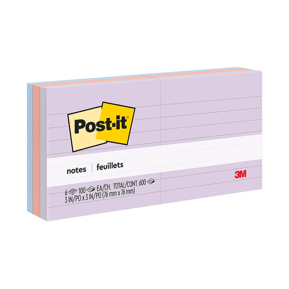 Post-it Notes Lined 76x76mm (6pk)