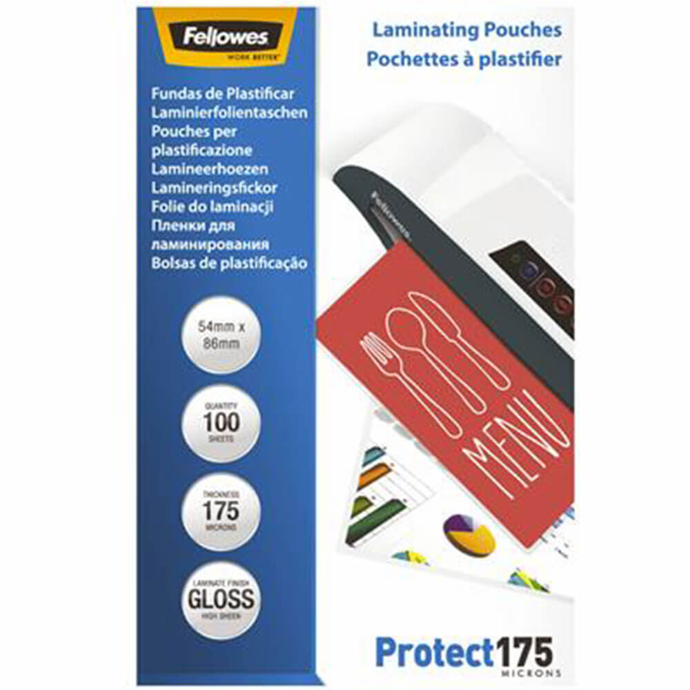 Fellowes laminating torebki 100pk (54x86 mm)