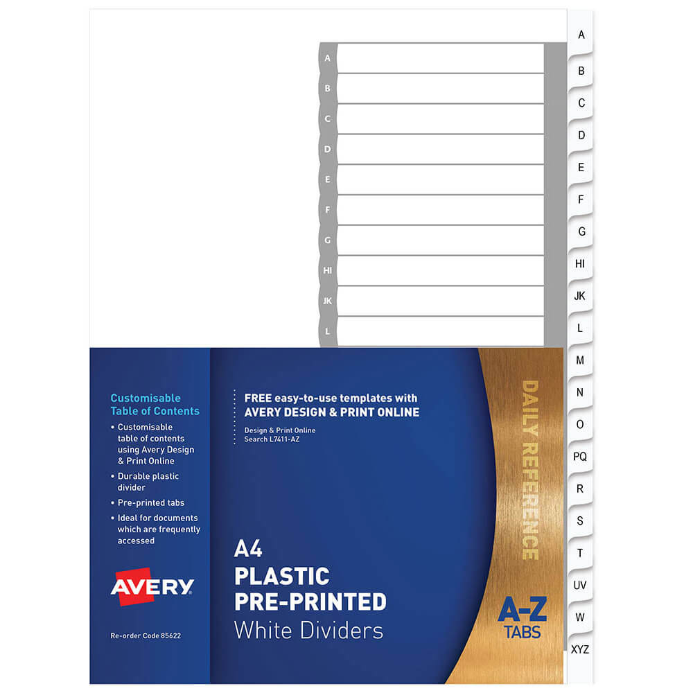 Avery Plastic Pre-tryktdelere A4 (hvid)