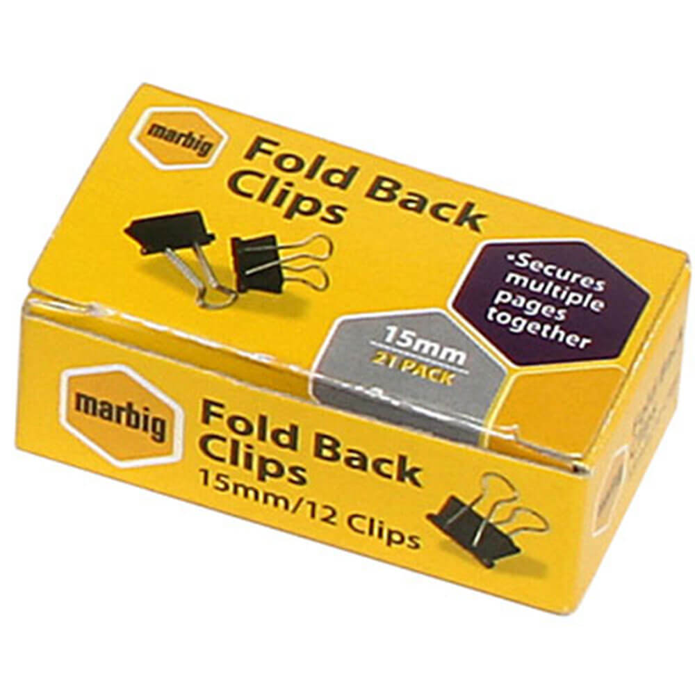 Clips de marbig plegable 12/caja (negro)