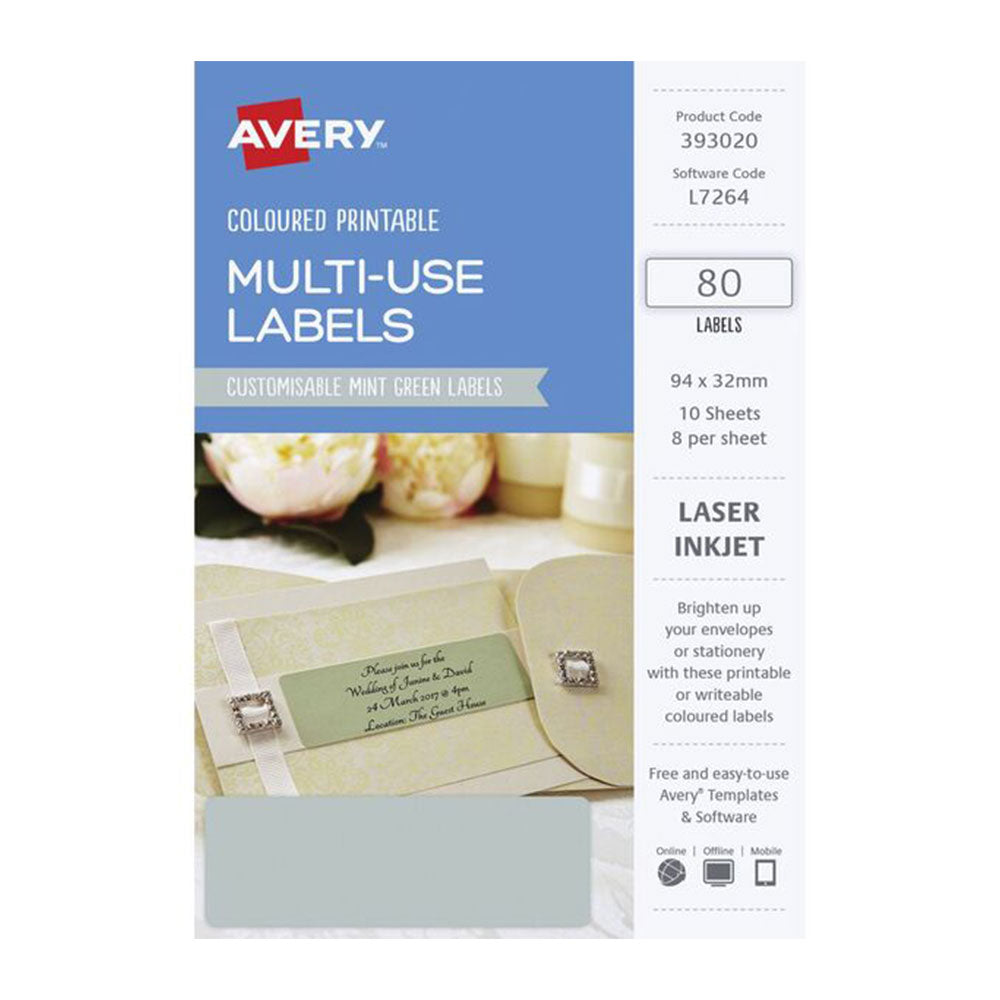 Avery rektangulær lasermærke 80stk (94x32mm)