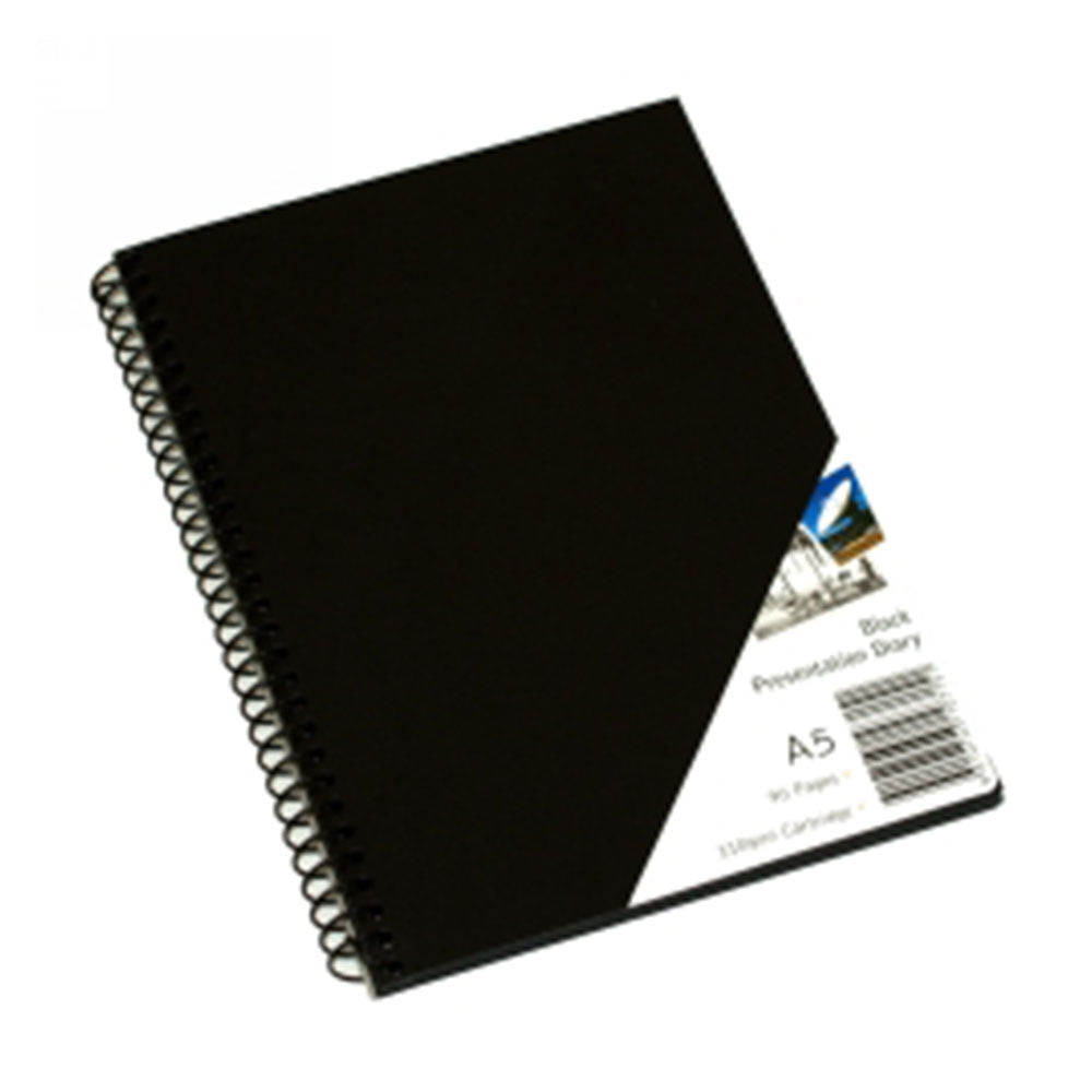 Quill A5 Spiral Visual Art Diary 45-Leaf (Black)