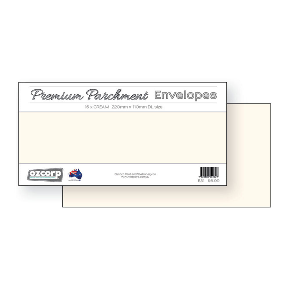 Ozcorp DL Premium Parchment Envelope 15pcs (22x11cm)