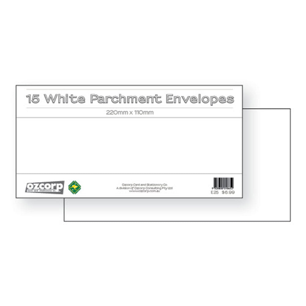 Ozcorp DL Premium Parchment -kuvert 15 st (22x11cm)