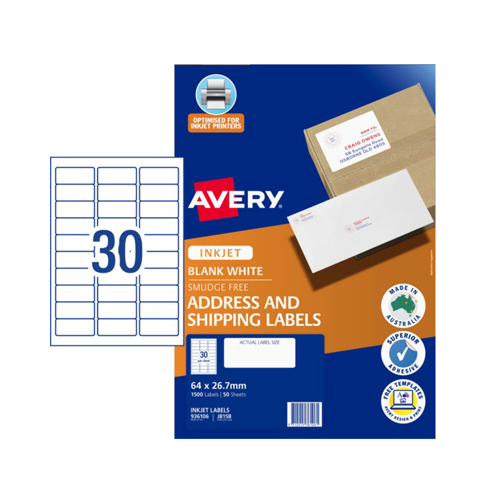 Avery Quick Peel Inkjet Adressetikett 50pcs