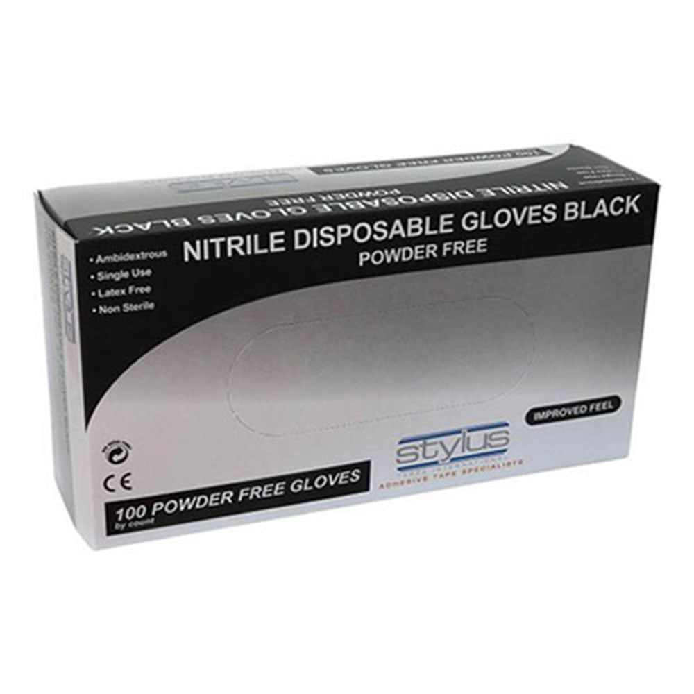 Gants de nitrile jetables au stylet 100pcs (noir)