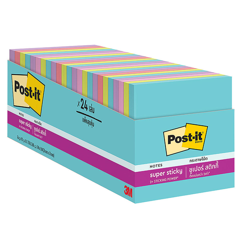 Post-it Supernova Neons Super Sticky Notes (Pack of 24)