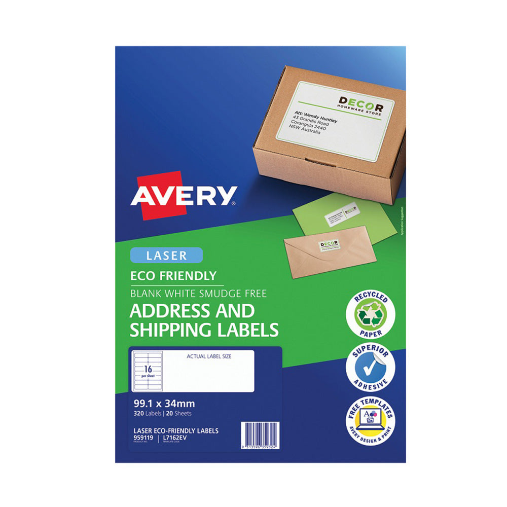 Avery Laser Eco Friendly Shipping Label 20 Stcs