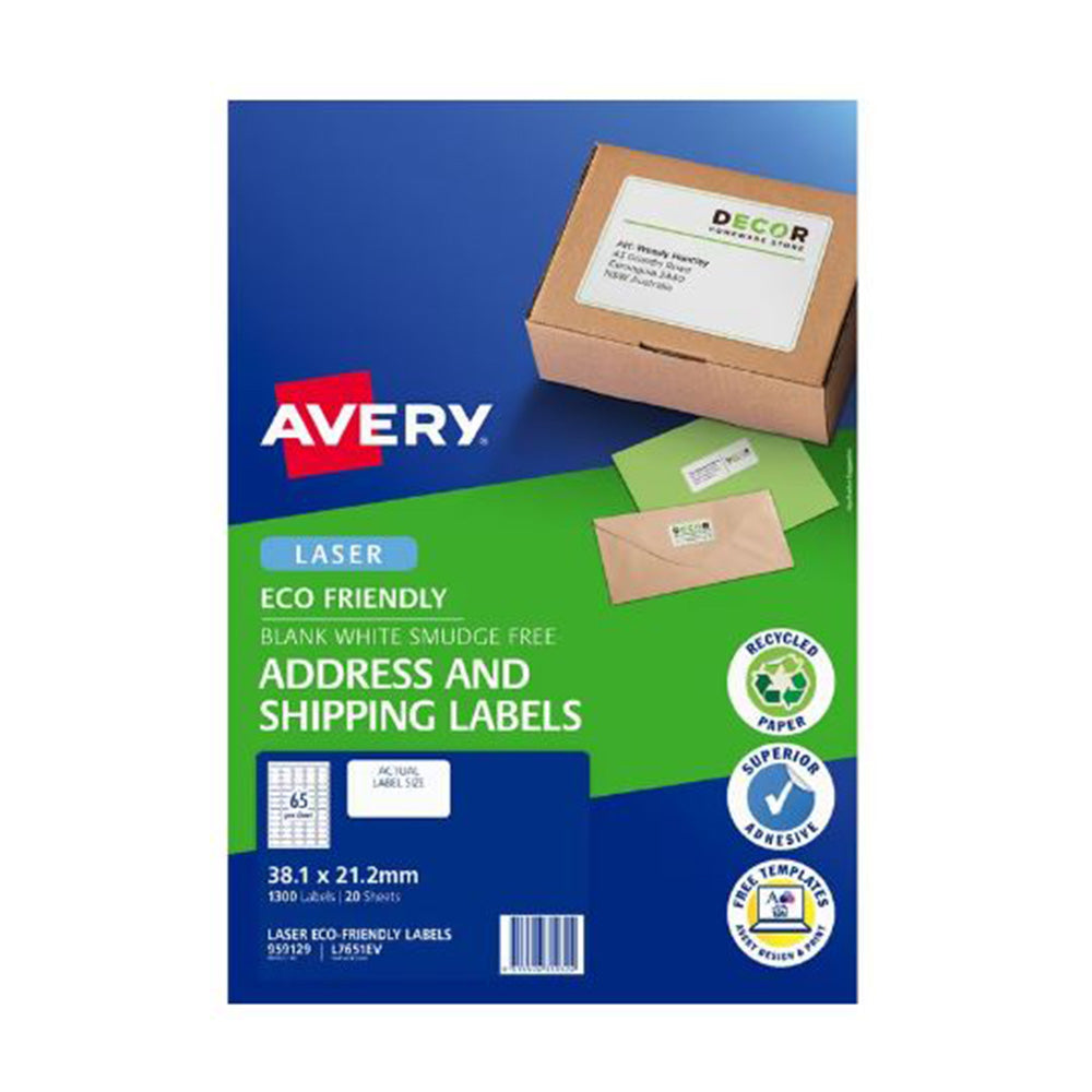 Avery Laser Eco Friendly Fraktetikett 20st