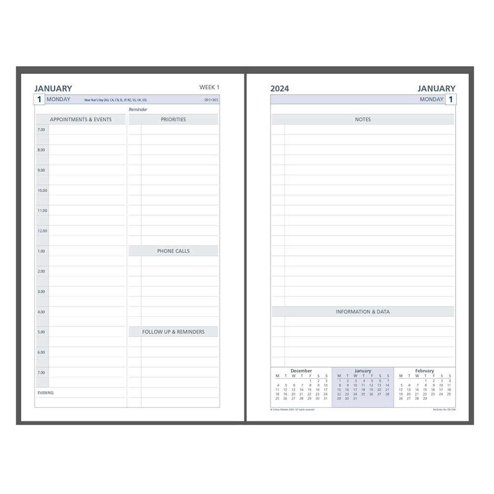 Collins Debden 7 Ring 2024 Calendar Dayplanner Recil