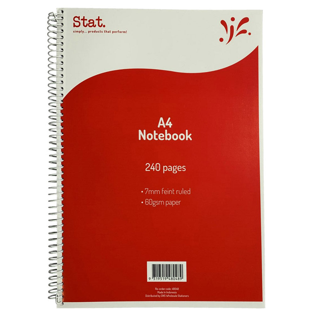 Stat Ruling Board Cover A4 Notebook 240pg (Red)