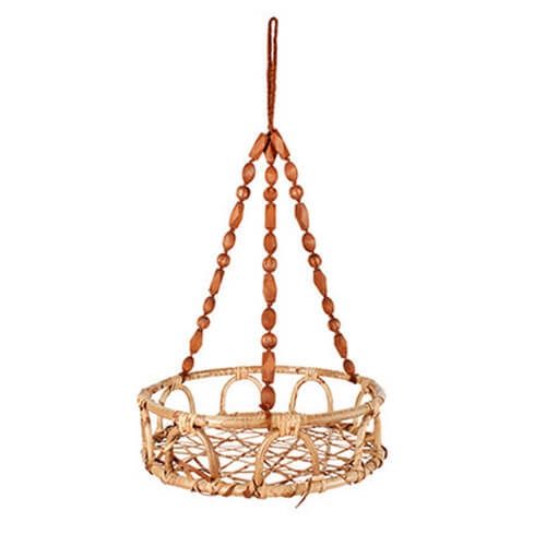 Luna Rattan and Bead Hanging Basket Pot