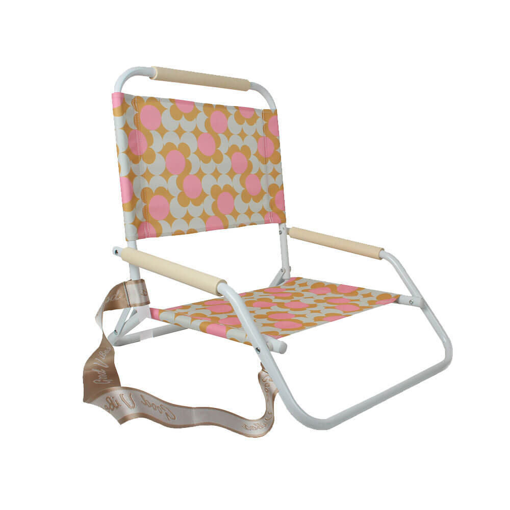 Silla de playa plegable con marco blanco (60x58x50cm)