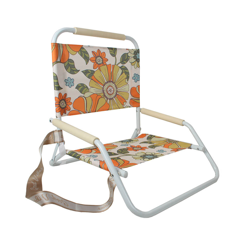 Silla de playa plegable con marco blanco (60x58x50cm)