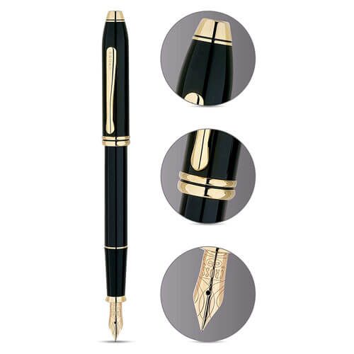 Cross Townsend 23ct Fine Point Fountain Pen (Black Lacquer)