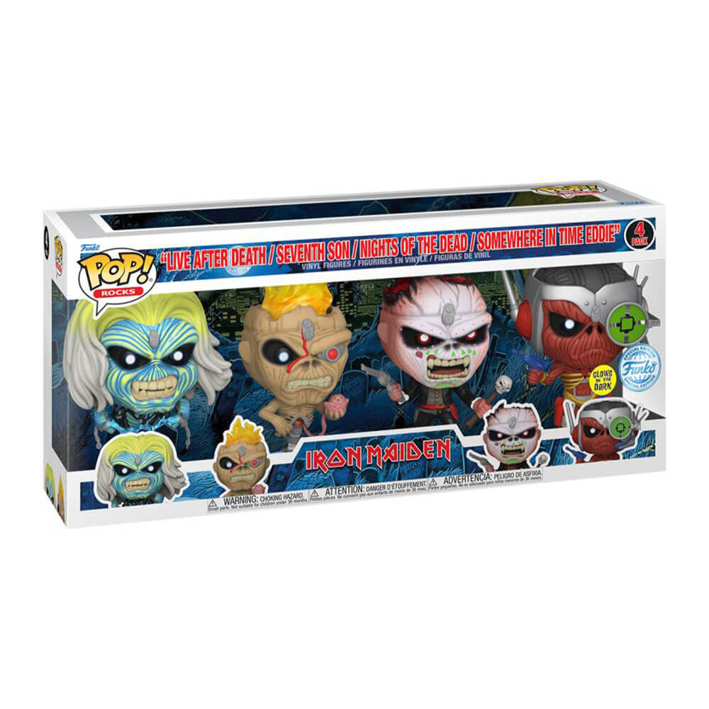 Iron Maiden Eddie US Exclusive Glow Pop! Vinyl 4-Pack