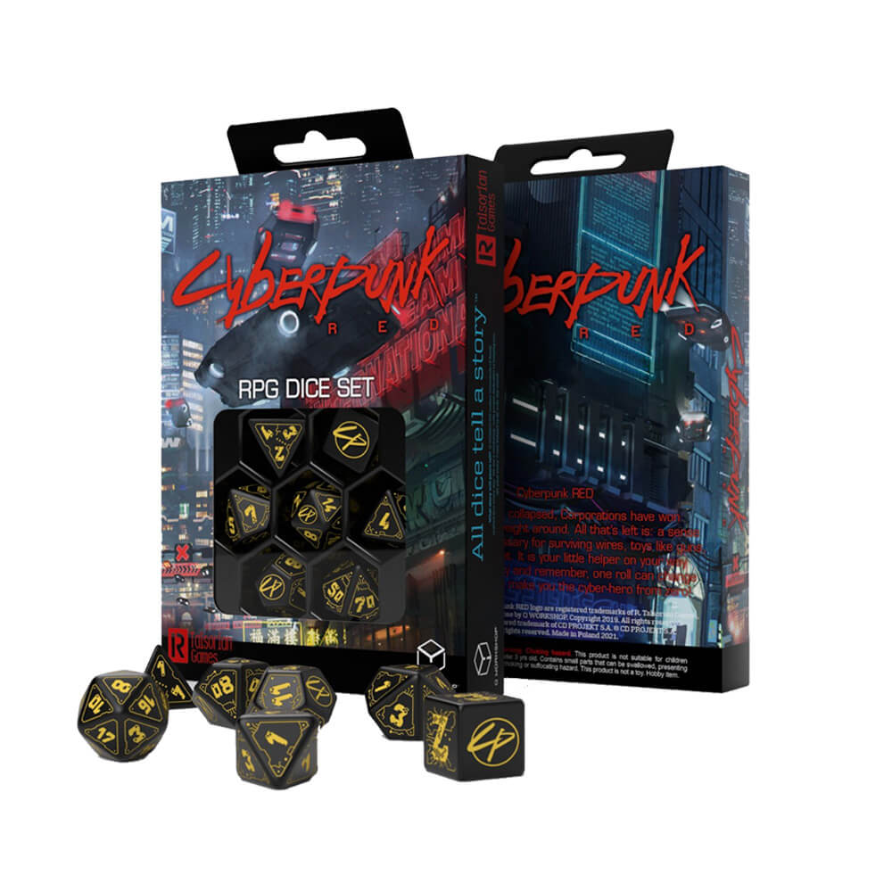 Q Workshop Cyberpunk Red Dice (sett med 7)