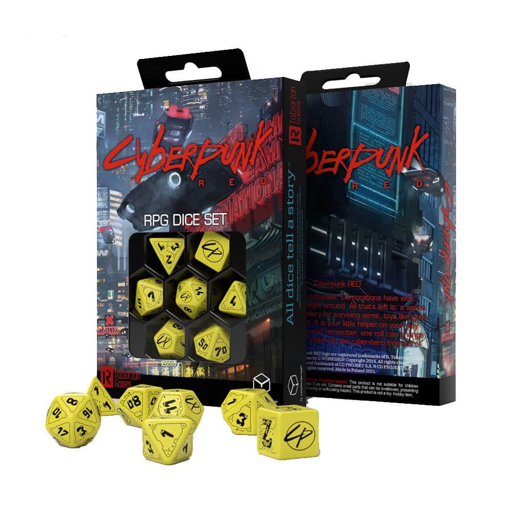 Q Workshop Cyberpunk Red Dice (sett med 7)