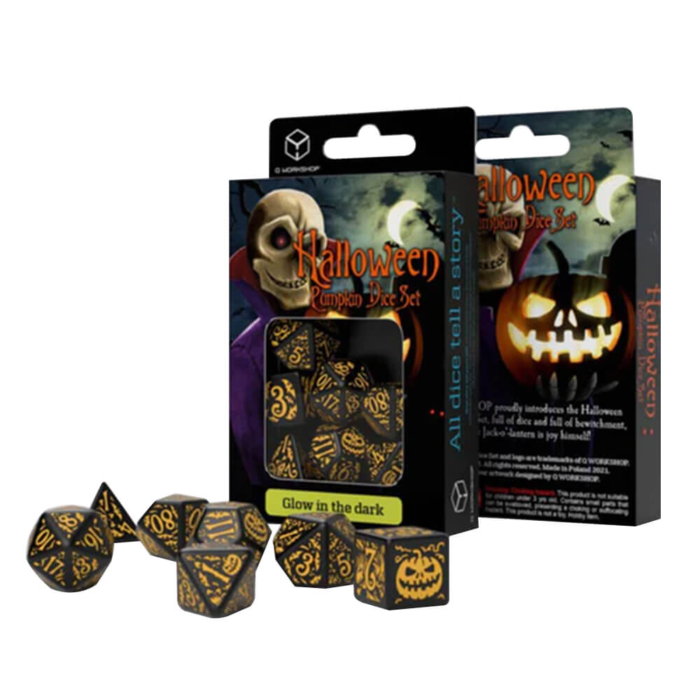 Q Workshop Halloween Pumpkin 7 Dice Set