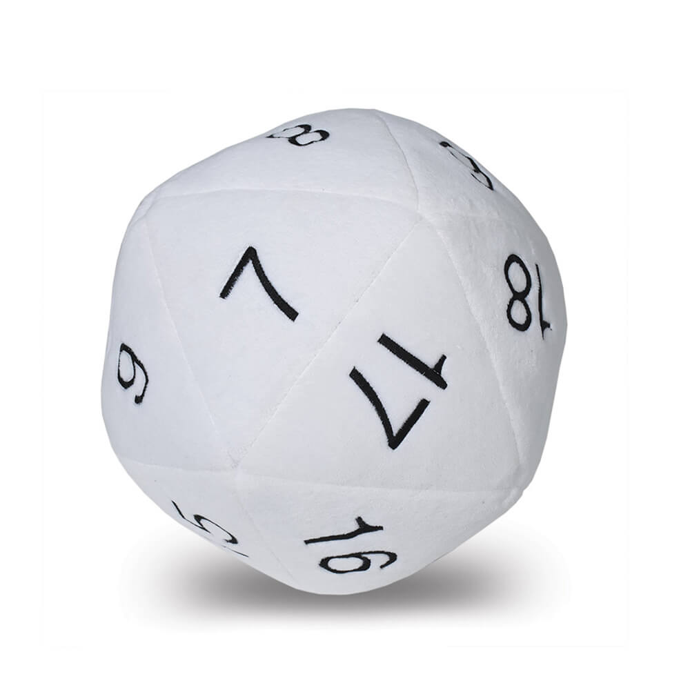 Jumbo D20 Dice Plush (White and Black)