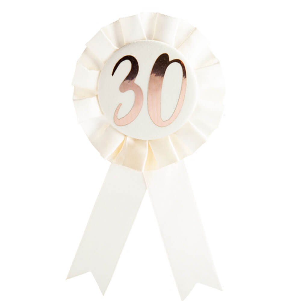 Birthday Rose Gold su White Rosette Badge