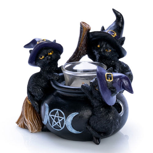 Black Cat Cauldron Tealight Holder