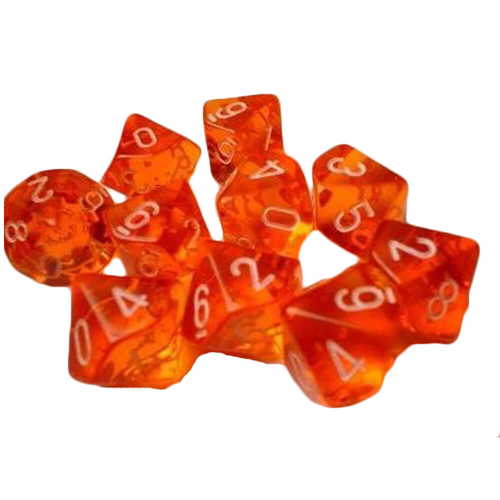 CHESSEX D10 Conjunto translúcido poliédrico de 10 moririos