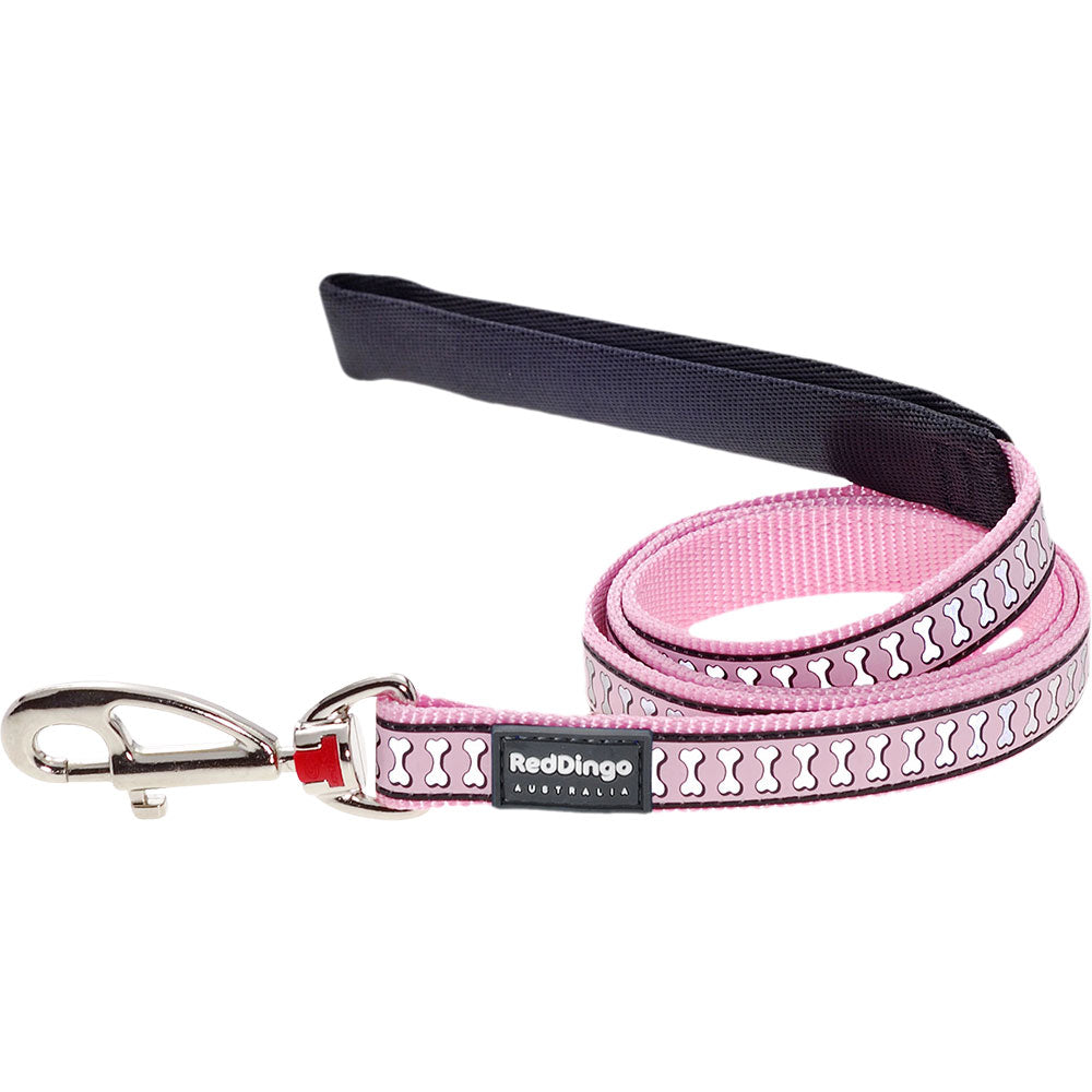 Bones Reflective Bones Dog Lead (rosa)