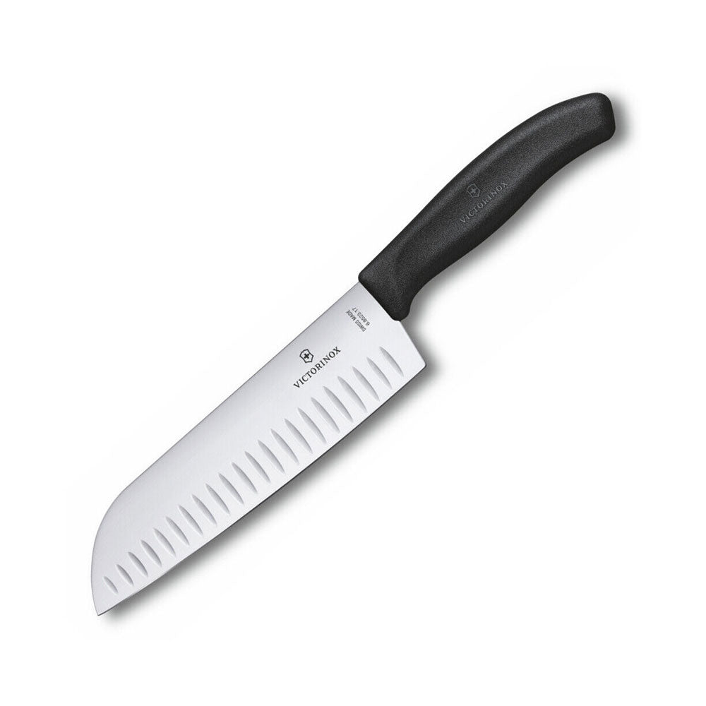 Knify z szerokim szerokim ostrzem Santoku nóż 17 cm (czarny)