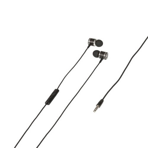 Aluminium Earphones Stereo 3.5mm w/ Mic/Vol Control (Black)