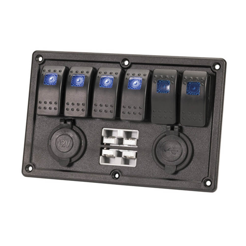 Panel de interruptor iluminado con tapones USB y batería