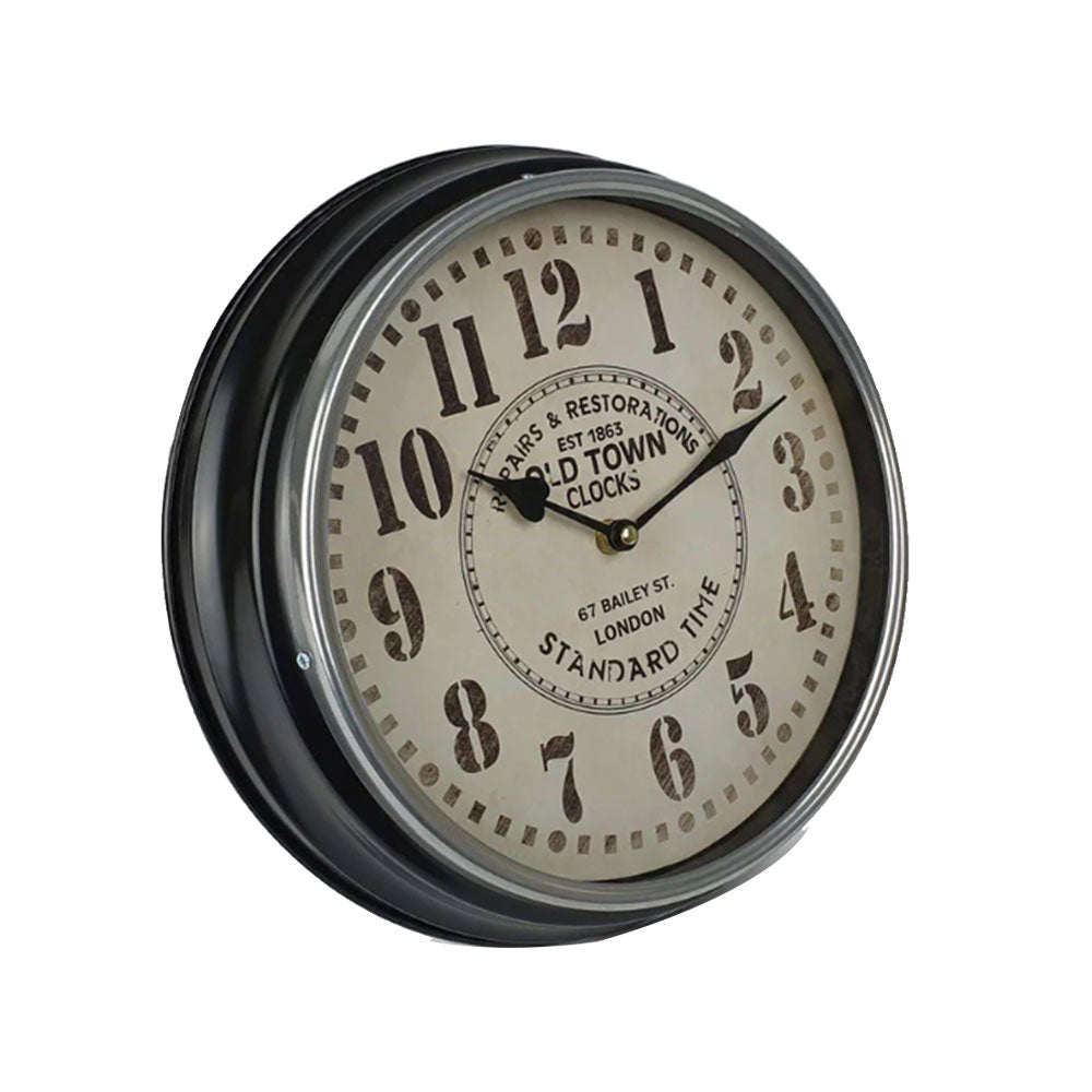 Old Town Classic Metal Wall Clock Black