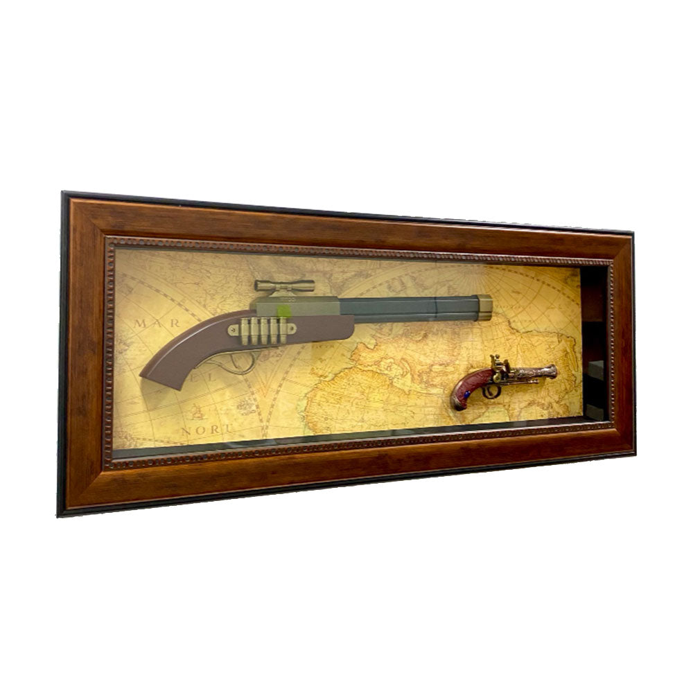 Antique decorazioni per pistole con telaio in legno (95.5x39.5x7cm)