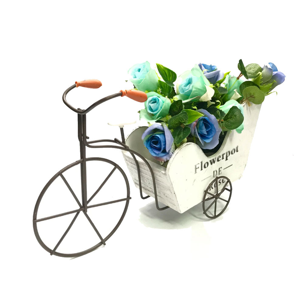 Flowerpot de Rose Bicicleta de 3 ruedas con decoración de flores