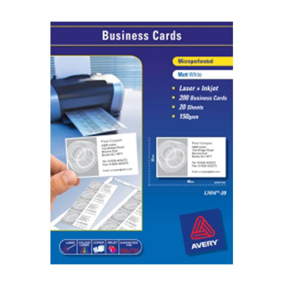 Avery Laser Bambe Cards White A4