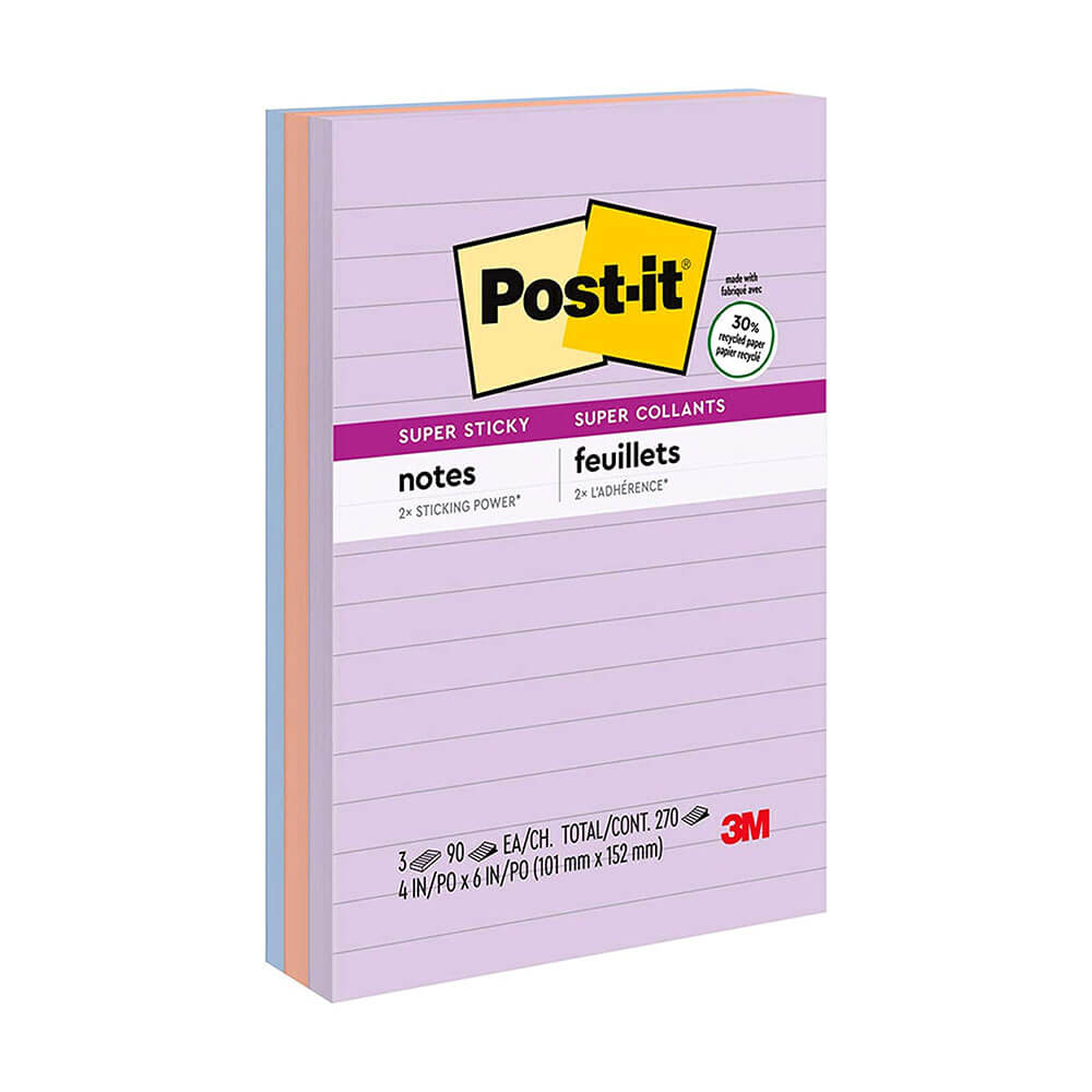 Post-It Notes 98x149mm diverse (3pk)