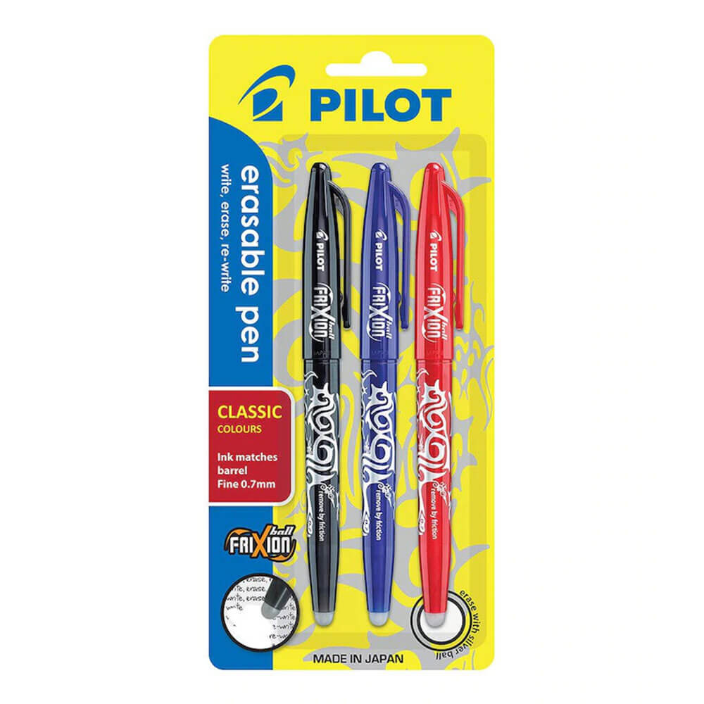 Piloot Frixion Pen Medium 1,0 mm 3pk