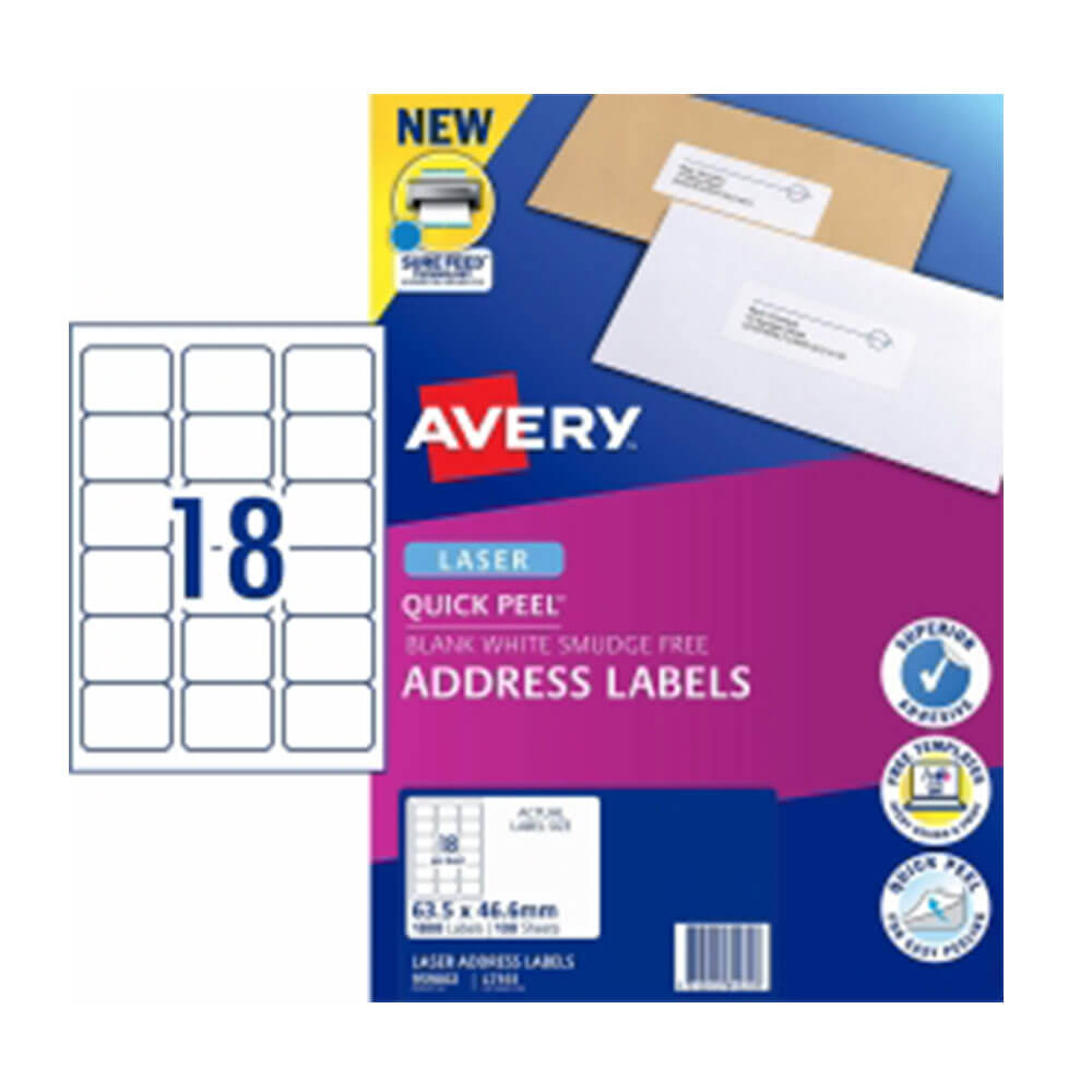 Avery Laser Address Etykieta White (100pk)