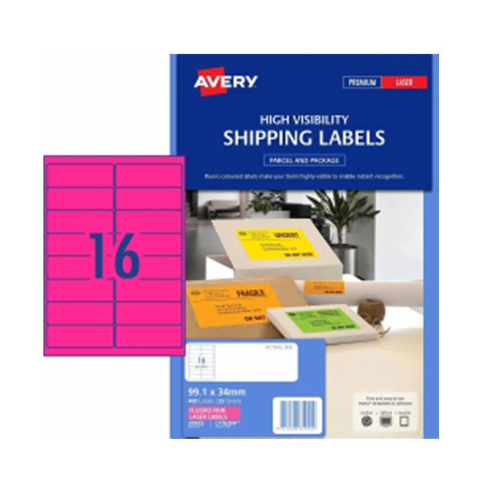 Avery High Vivisibility Shipping Label 25pk 16/sheet