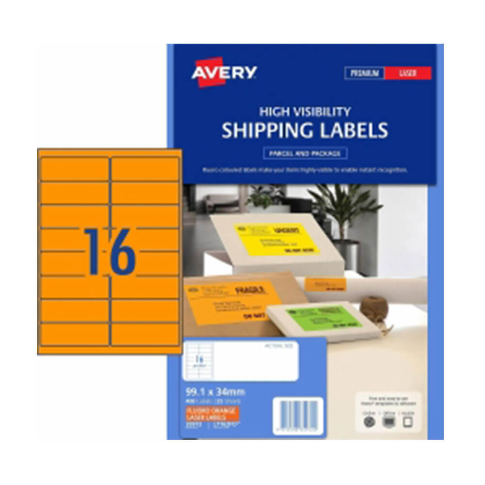 Avery High Syns Shipping Label 25pk 16/ark