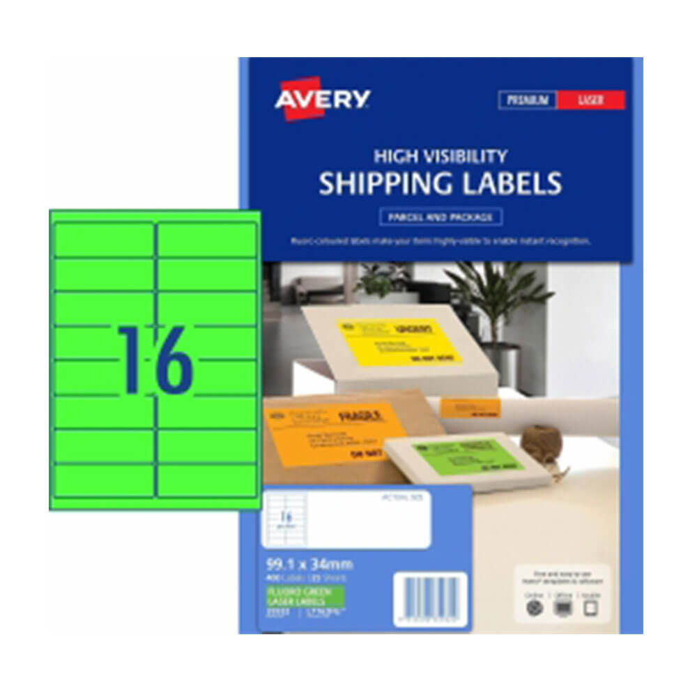 Avery High Syns Shipping Label 25pk 16/ark