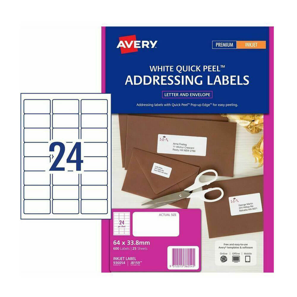 Etichetta di indirizzo Avery Inkjet (25pk)