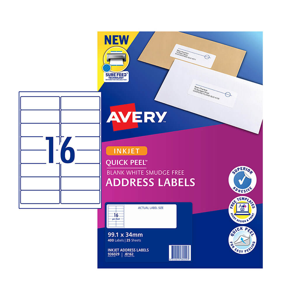 Etichetta di indirizzo Avery Inkjet (25pk)