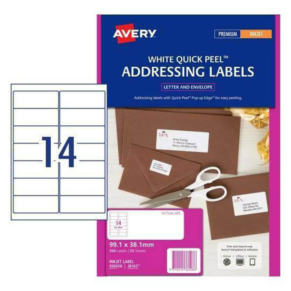 Etichetta di indirizzo Avery Inkjet (25pk)