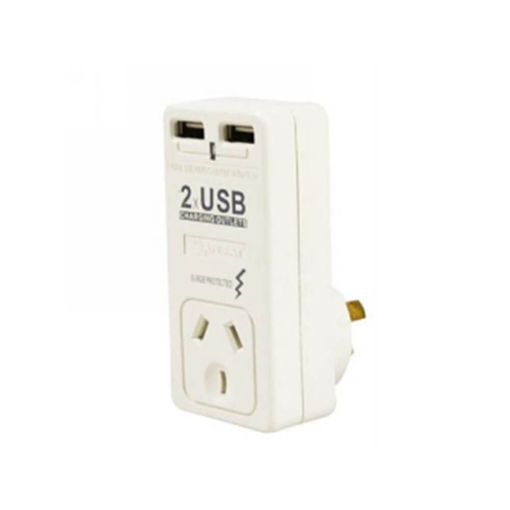 Italplast Single Adaptor with Surge Protection & USB Charger