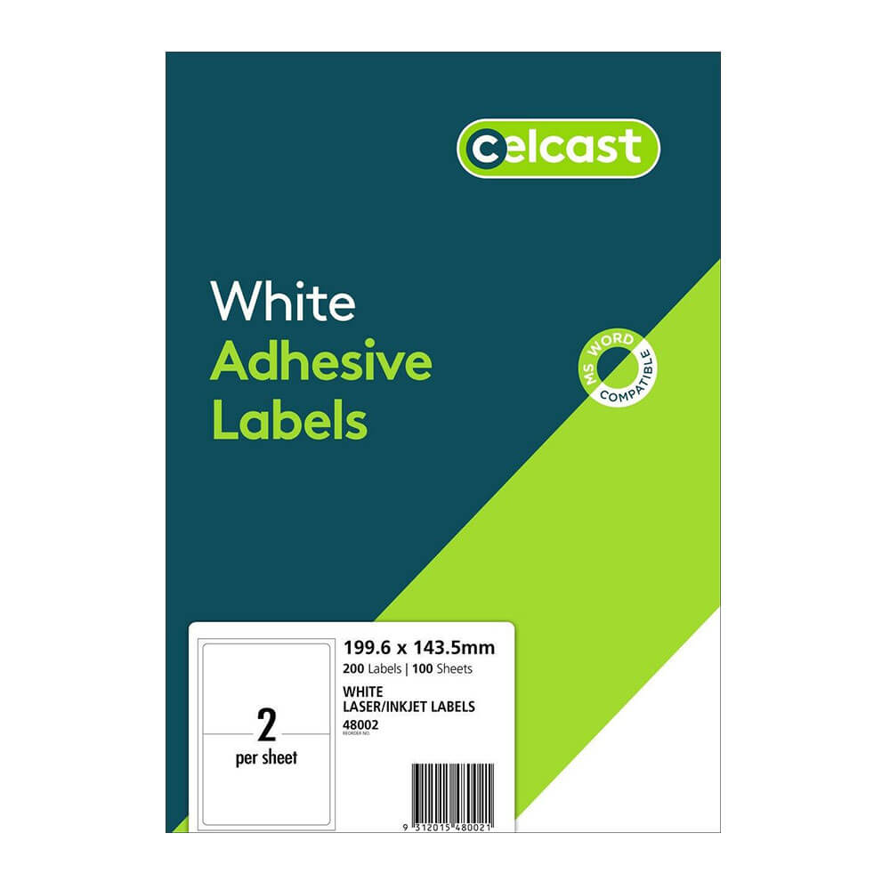 Celcast laser/inkjet -etiketter White (100pk)