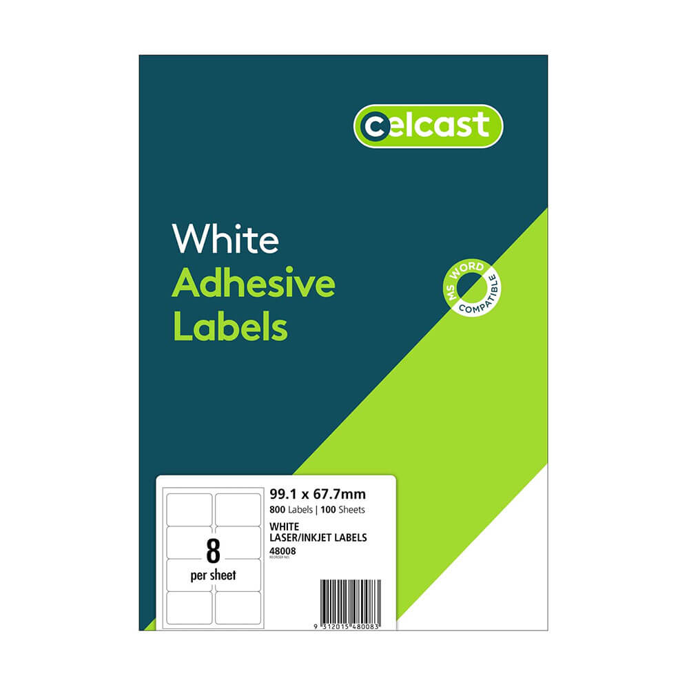 Celcast Laser/Inkjet Labels White (100pk)